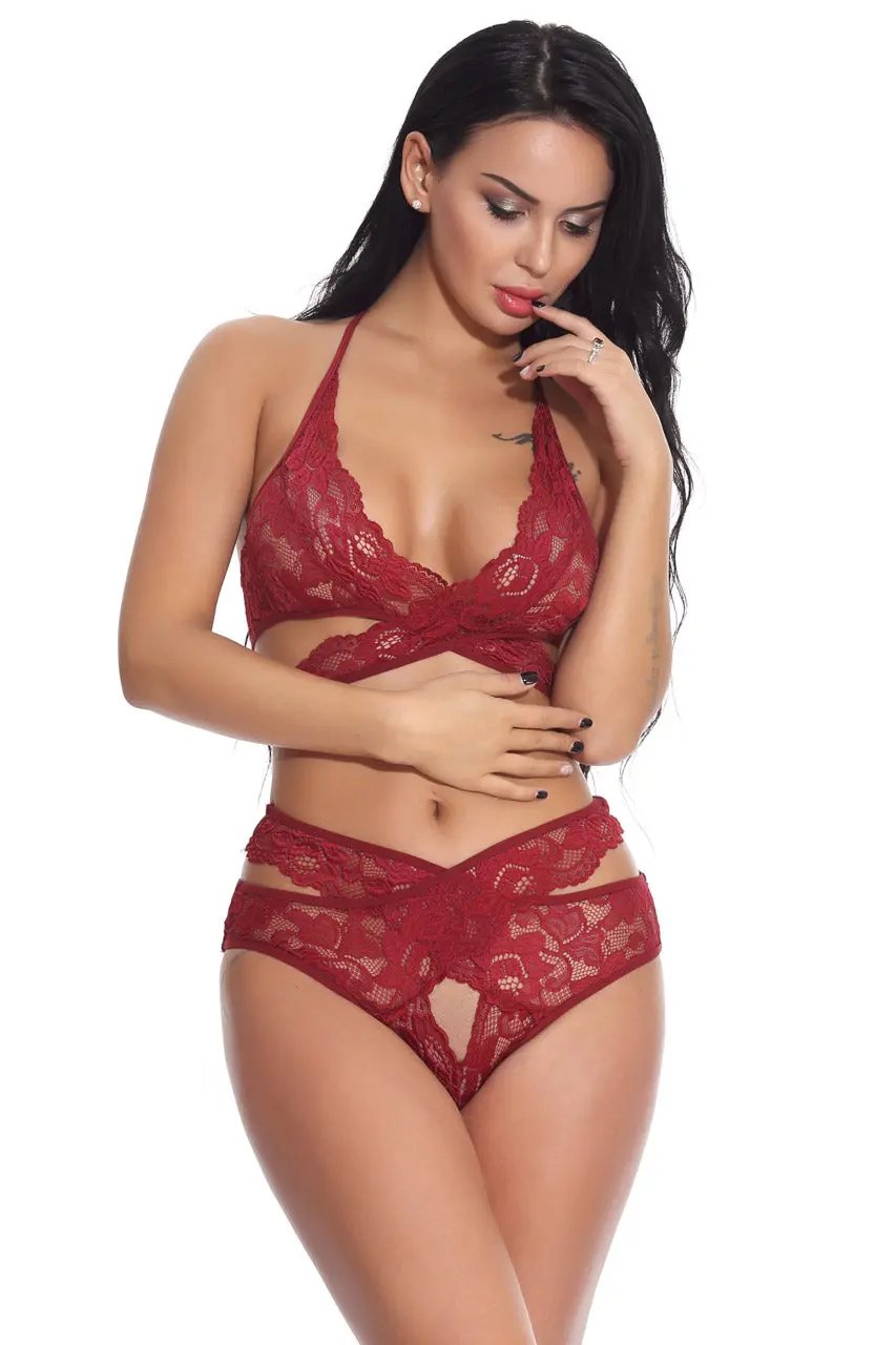 3wishes.com Lace Wrap Around Bra Set - Premium Quality 3wishes.com